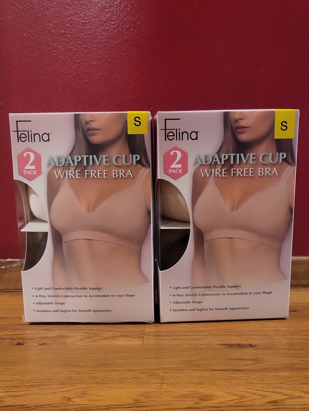 2 Boxes-Felina Adaptive Cup Wire-Free Bra - Nude And Black (2 Pack)